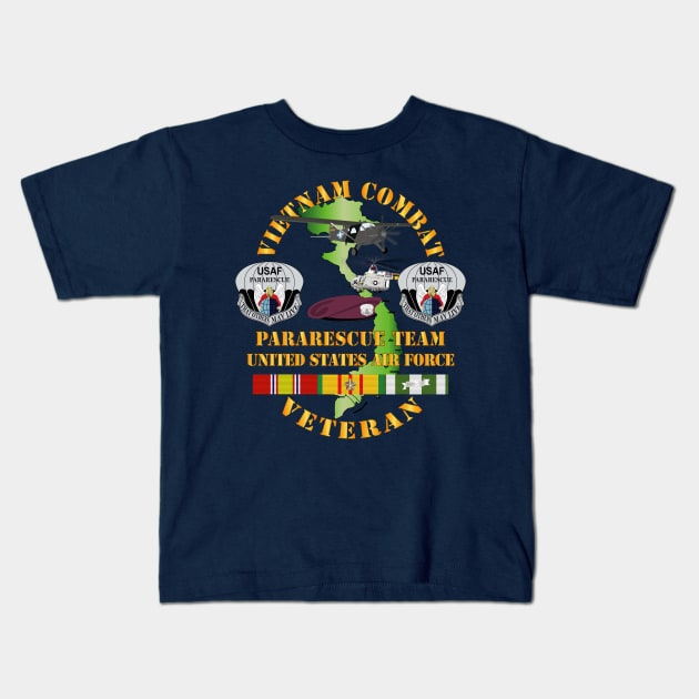 Vietnam Combat Veteran w Pararescue Huskie Kids T-Shirt by twix123844